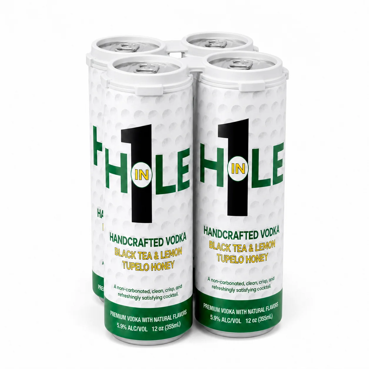 A four pack of Hole in 1 handcrafted vodka cocktail.